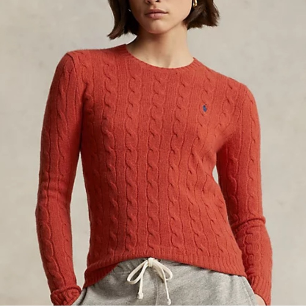 Lauren Ralph Lauren Cashmere Cable Knit Sweater Salmon L